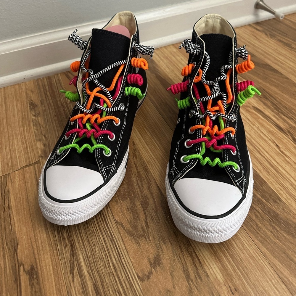 Converse Unisex Chuck Taylor All Star Multi Color Curly Elastic Laces M 9.5W11.5
